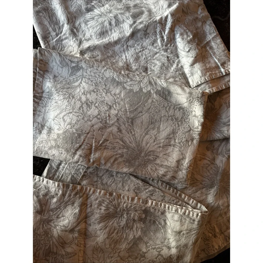 RARE IKEA Alvine Lander Curtains 100% Cotton Grey Floral Toile 4 Panels 40